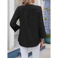 thumbnail image 5 of Womens V Neck Casual Hollow Out Eyelet Embroidered Blouses Shirts Beach Cover Up Tops Dressy Black XL, 5 of 8