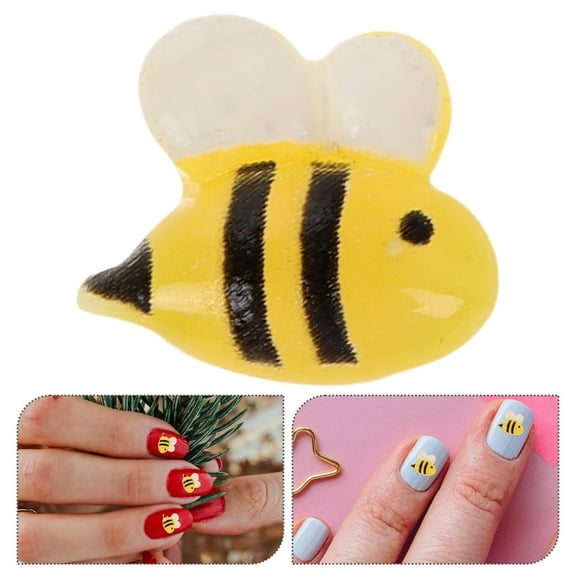 WHAMVOX 50Pcs Cute Bee Nail Charms 3D Resin Nail Decorations Flatback Kwaii Cute Nail Charms for Acrylic Nails Nail Art Accessories