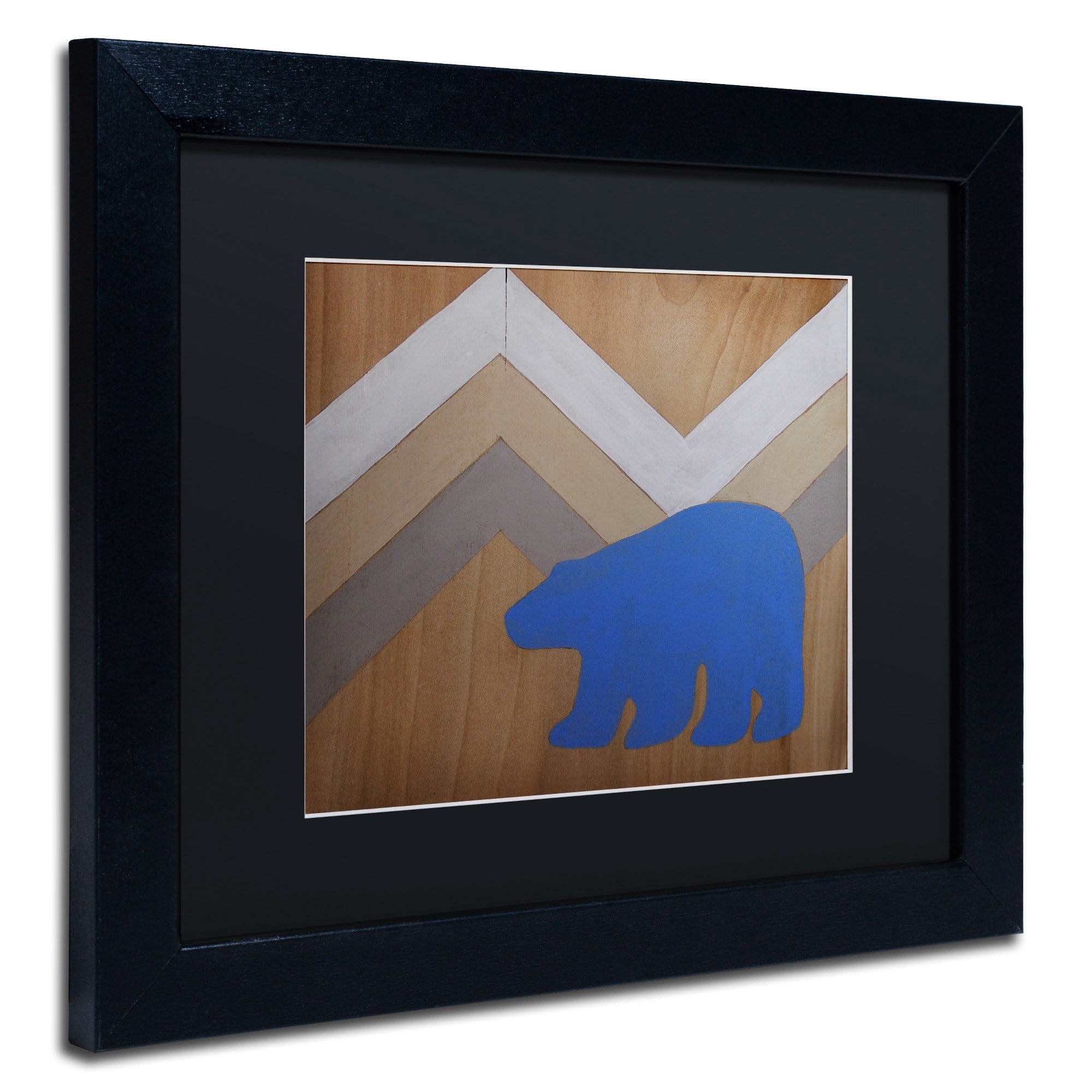 Trademark Fine Art "Blue Polar Bear" Canvas Art by Nicole Dietz Black Matte, Black Frame