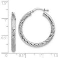 thumbnail image 4 of Primal Gold 14 Karat White Gold 3x20mm Diamond-cut Round Hoop Earrings, 4 of 4