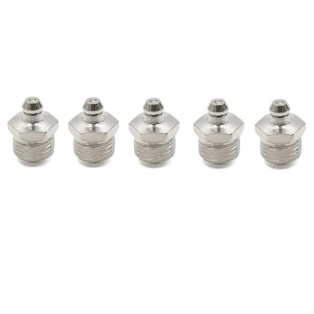 5Pcs 1/4" Boquillas Engrasadoras Recto Engrasador Boquilla de Grasa para Moto Coche Metal Chapado En Níquel