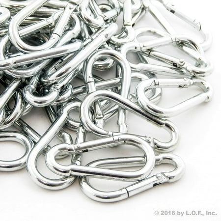 - 5/16 Inch 7.9mm Steel Spring Snap Quick Link Carabiner Hook Clip - Lot of 100
