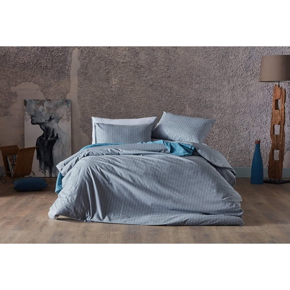 Gray Duvet Cover Set - Queen Size (4 Pieces)