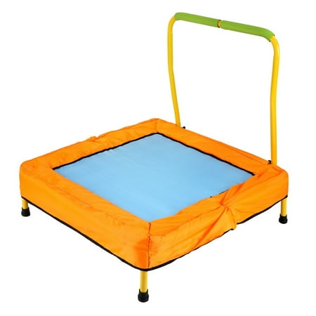 Kids Trampoline with Safety Pad Foldable Durable Construction with Padded Frame Cover and Handle for Indoor Garden Workout Cardio (Best Cardio For Love Handles)