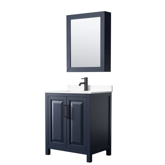 Wyndham Collection WCV252530SBBWCUNSMED Daria 30" Free Standing Single Basin Vanity Set -