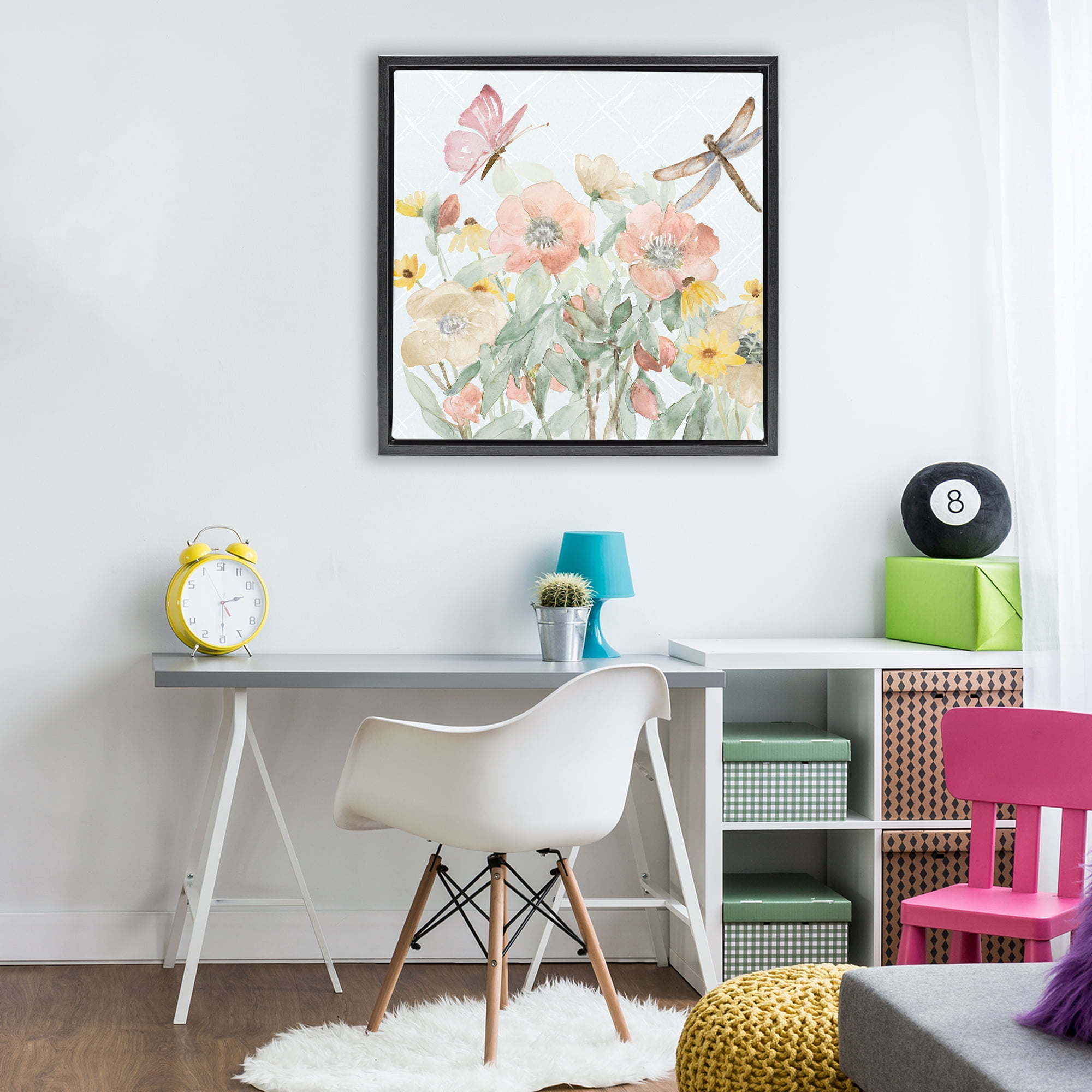 Stupell Industries Garden Joy with Insects Black Framed Floater Canvas Wall Art, design by Lanie Loreth