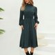 thumbnail image 5 of Gibobby Vestidos de suéter anchos Vestido con cintura elástica y estampado integral con cuello simulado y manga larga para mujer(A,G), 5 of 5