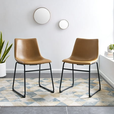 Whisky Johnnie Walker Swing - Walker Edison Modern Faux Leather Dining Chair, Set of 2 - Whiskey Brown