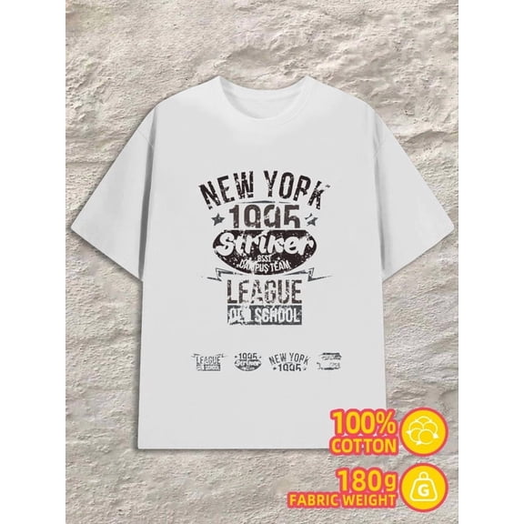 Greenink NY Striker League for men 180G 100% Cotton white Retro Unisex Shirt Short Sleeve tshirts Unique Design Unisex Shirt Graphic tshirts Trendy Unisex Shirt Printed tshirts