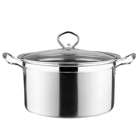 

1Pc Induction Cooker Gas Cooker Universal Milk Pot Soup Pot Bottom Stainless Steel Anti - Overflow Anti - Stick Hot Pot(Silver)
