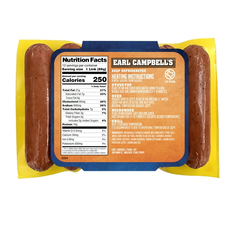 Earl Campbell s Hot Link Smoked Sausage 36 oz