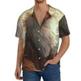 thumbnail image 7 of Lsque Mystic Fox With Halo print Men's Cuban Collar Short Sleeve Shirt Summer Beachwear Casual Button Down Fashionable Vacation Leisure Shirt-Large, 7 of 7