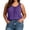 Purple Tank Tops, variant on Women's Plus Size Round Neck Contrast Binding Front Pleat Sleeveless Tank, Soft Knit Relaxed Flowy Fit Top, Comfort Casual Denim Matching Blouse