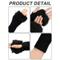 thumbnail image 3 of 3 Pairs Fingerless Winter Gloves Faux Fur Crochet Warm Middle Length Thumb Hole Fingerless Gloves Arm Warmers, 3 of 7