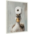 thumbnail image 4 of Kate and Laurel Toilet Paper Roll on Ducks Head Bathroom Art Framed Canvas Wall Art by The Creative Bunch Studio 18 x 24 Sylvie Beaded White, Whimsical, Animals, Bathroom, Humor Art for Wall Decor, 4 of 8