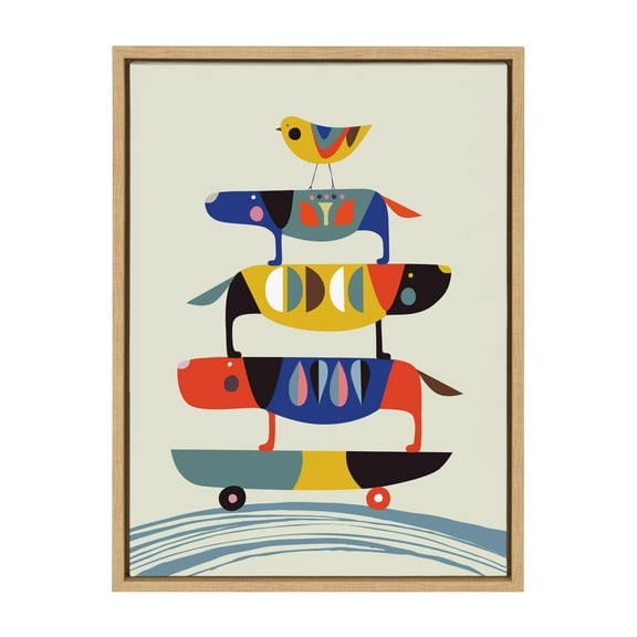 Sylvie Skate Dog 18 in x 24 in Framed Painting Canvas Art Print, by Kate and Laurel