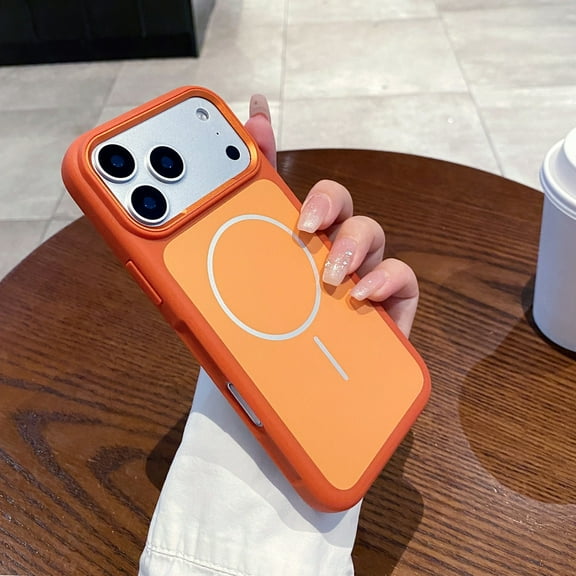 Allytechgroup iPhone 17 Pro Max Case for Women Men, [Compatible with Magafe] Non-Slip Anti-Scratch Lightweight Luxury Shockproof Bumper Magnetic Back Cover for Apple iPhone 17 Pro Max, Orange