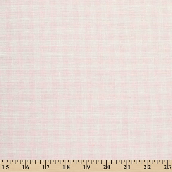 Gingham Check Linen-Look Polyester Cotton 58" Fabric By The Yard - Blush / White