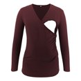 thumbnail image 1 of Jchiup Maternity Shirt Side Button and Ruched Long Sleeve Tunic Nursing Tops, 1 of 6
