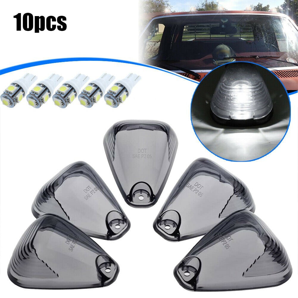 Green T10 LED Bulbs for Ford F250 F350 5 x Smoke Roof Light Cab Marker Cover 