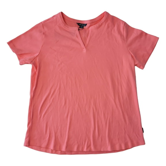 Eddie Bauer Women's Short Sleeve V Neck Tee (Shell Pink, XS)