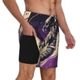 thumbnail image 2 of Sikiie Astronaut Floating purple Space Print Men's Double Layer Swimming Trunks, Adjustable Waistband and Pockets Sports Swimming Trunks, Beach Swimwear-Small, 2 of 6