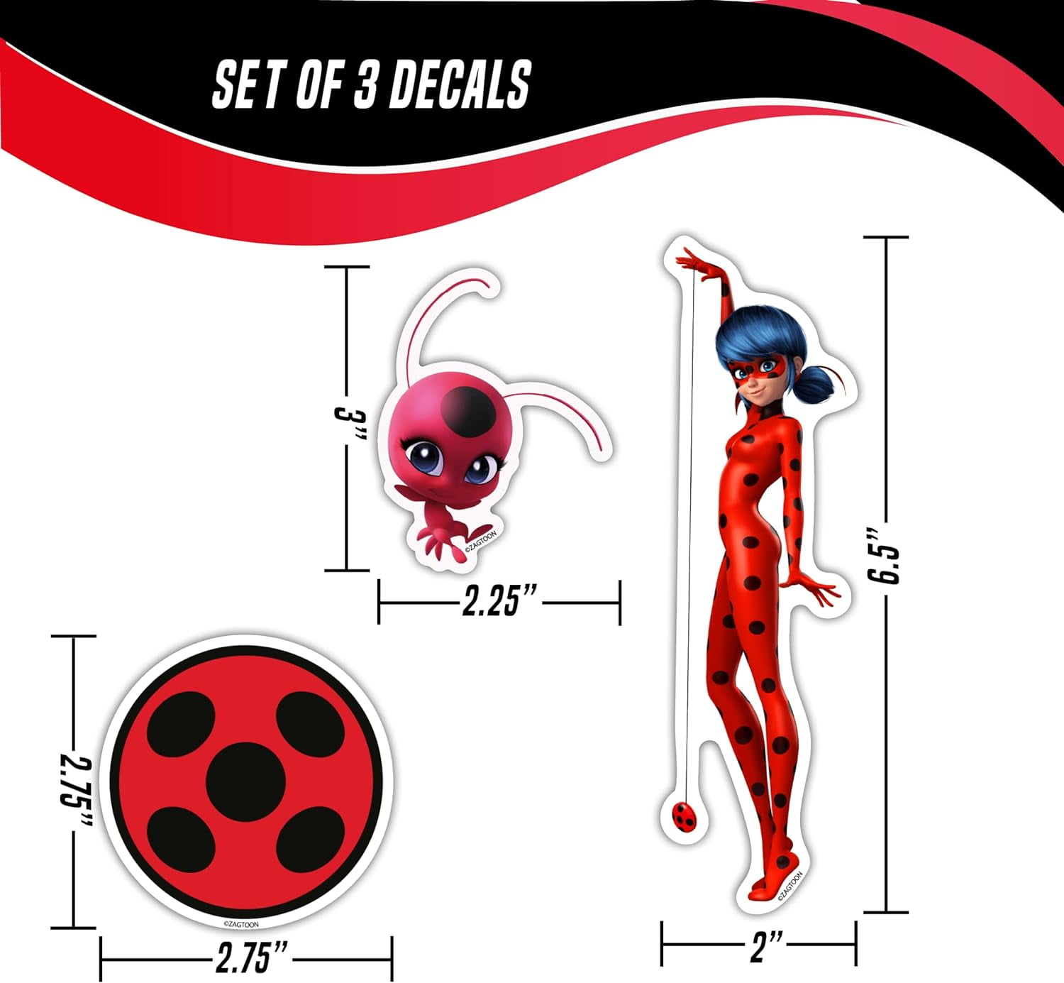 Miraculous Ladybug Decals - Set of 9 Ladybug, Cat Noir, Tikki
