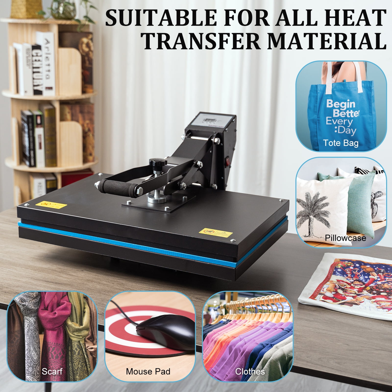 SHZOND Heat Press Machine 16x24 Inch, Clamshell Large Heat Press 1800W, High Pressure Heat Press Machine Digital Control Heat Transfer Machine for T Shirts
