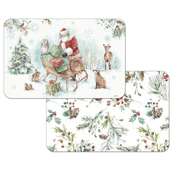 Wipe-Clean Reversible Holiday Placemats, Magical Holidays, Set of 2, Made in The USA