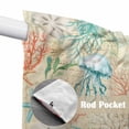 thumbnail image 4 of Teal Red Coastal Swag Valances for Windows, Kitchen Curtains 36 Inch Length 2 Panels Set, Jellyfish Nautical Beach Coral Starfish Short Curtains for Small Windows Rod Pocket Cafe Curtains 28"x36", 4 of 8