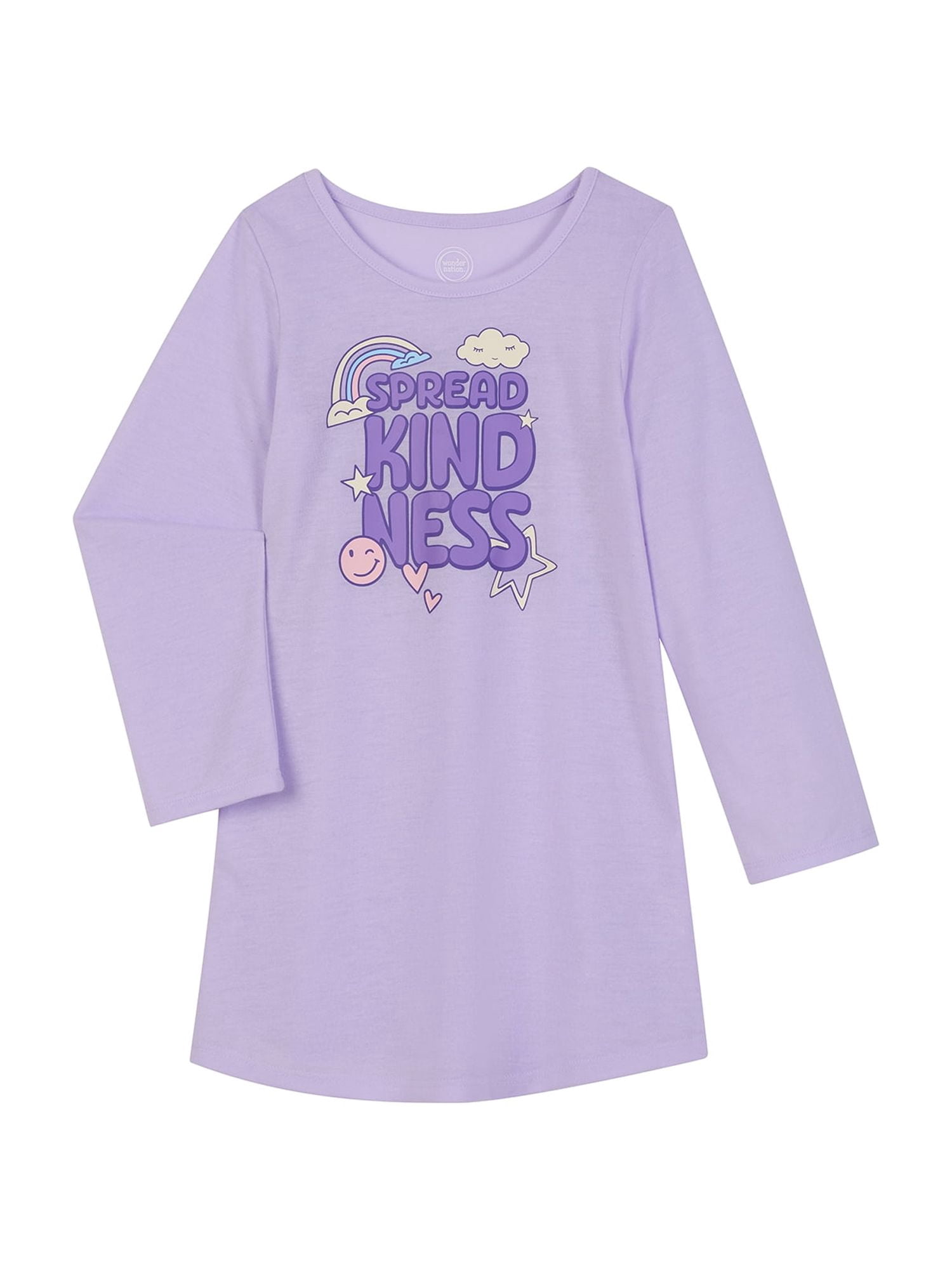 Wonder Nation Girls Sleep Gowns with Long Sleeves, 2 Pack, Sizes 4-18 & Plus