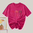 thumbnail image 4 of Camiseta de Cuello Redondo Impresa Nueva Moda Casual de Manga Corta de las Mujeres, Mezcla Ligera de Poliéster para la Primavera, 4 of 6