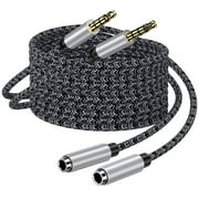 ABCPOW Headphone Extension Cable 6FT,2PC 3.5mm Aux Cord Male to Female Stereo Audio Extension Cable Nylon Braided Microphone Aux Adapter Headphone Extender Cable Cord 6FT for Headset iPhone Cellphone