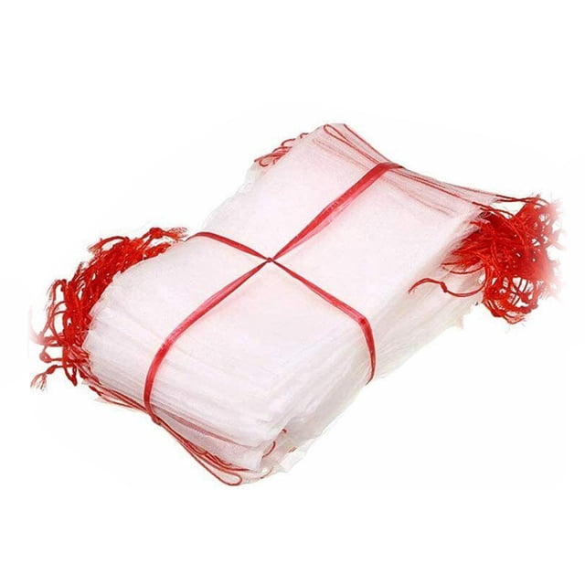 100 Pieces Garden Plant and Fruit Protection Drawstring Mesh Bags to Keep Out Insects and Birds