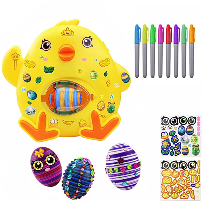 Easter Party Favor Decorate Your Own Kids Creativity Easter Basket Stuffers 12 PCs Prefilled Easter Eggs with DIY Art & Craft Rock Painting Kit Includes Rocks Magnet Tiles and Scratch Art Bracelets 