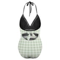 thumbnail image 4 of One Piece Swimsuit Women Tummy Control - V Neck Pistachio Green Checkboard Halter Swim Suits for Women 2025, Padded Full Coverage Bathing Swim Suit for Women, 4 of 7