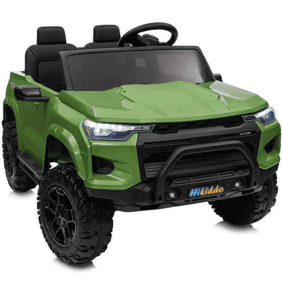 Hikiddo 24V 10Ah Ride on Toy Truck, 4WD 2 Seater Kids Electric Cars for Girl Boy w/ Remote, 4x200W Motor - Army Green