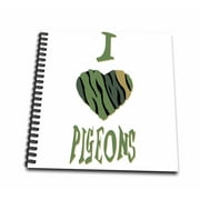 3dRose Camo Colored Striped I Love Pigeons - Mini Notepad, 4 by 4-inch