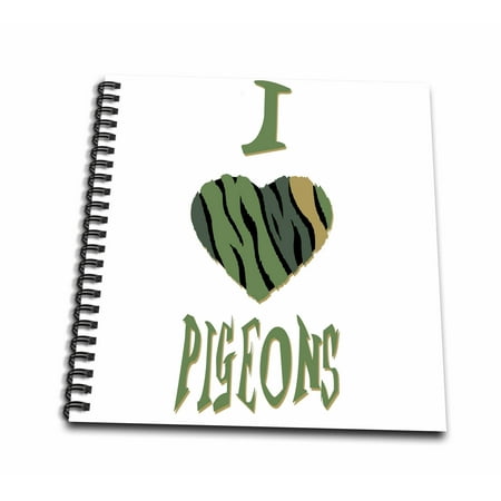 3dRose Camo Colored Striped I Love Pigeons - Mini Notepad, 4 by 4-inch
