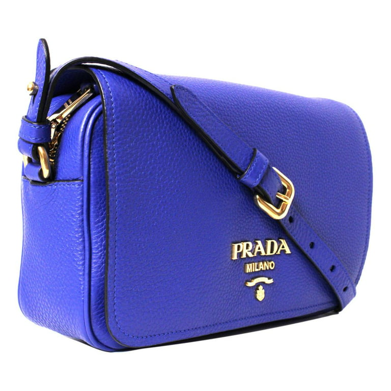New Prada Flap Vitello Phenix Ivory Leather Cross Body Bag 1BD163