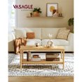 thumbnail image 1 of VASAGLE 2-Tier Coffee Table for Living Room, Living Room Table Rectangular Center Table, with PVC Rattan Storage Shelf, Rounded Corners, Easy Assembly, Boho Style, Oak Beige, 1 of 6