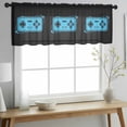 thumbnail image 2 of Blue Game Handle Valance Curtains for Kitchen/Living Room/Bathroom/Bedroom Window, Rod Pocket Small Topper Half Short Window Curtains Voile Sheer Scarf, Video Gamer Console Earphones Black 54"x18", 2 of 8