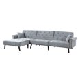 thumbnail image 3 of Mid Century Style Microfiber Velvet Futon Sectional, Light Grey, 3 of 6