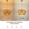 thumbnail image 5 of EDISHINE 4-Light 17.7" Hand-Woven Paper Rope Drum Chandelier, Adjustable 45.3" Chain, Double-Layer Woven Shade, Modern Farmhouse Pendant Light for Dining Room Living Room Bedroom, E26 Base, 5 of 7