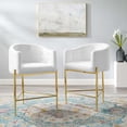 thumbnail image 2 of Tufted Counter Stool Chair, Set of 2, Velvet, Metal Steel, White, Modern Contemporary Urban Design, Bar Pub Cafe Bistro Hotel Restaurant Hospitality, 2 of 9