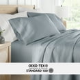 thumbnail image 4 of Noble Linens 300 Thread Count 4 Piece Cotton Sheet Set in Blue, Full, 4 of 7