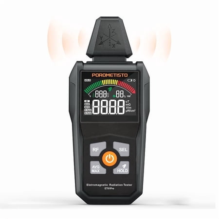 POROMETISTO ET01Pro 5-in-1 EMF Detector & RF Meter, Tri-Axis Sensor, 30MHz~8GHz, Rechargeable with Temp/Humidity, for Home/Office/Industrial