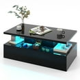 thumbnail image 1 of Topbuy Table Basse LED Moderne Haute Brillance avec Lumières LED 20 Couleurs, Luminosité Réglable et Télécommande, Noir, 1 of 7