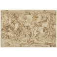 thumbnail image 2 of Domenico Campagnola 24x18 Black Ornate Framed Double Matted Museum Art Print Titled: Battle Scene with Horses and Men (C. 1517), 2 of 5