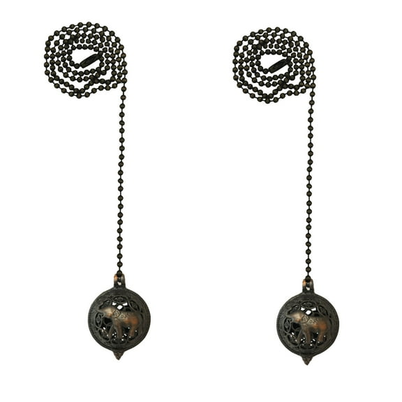 Royal Designs 24 Inch Adjustable Ceiling Fan Pull Chain Extension with Baby Elephant Ornament, Oil Rubbed Bronze, Set of 2